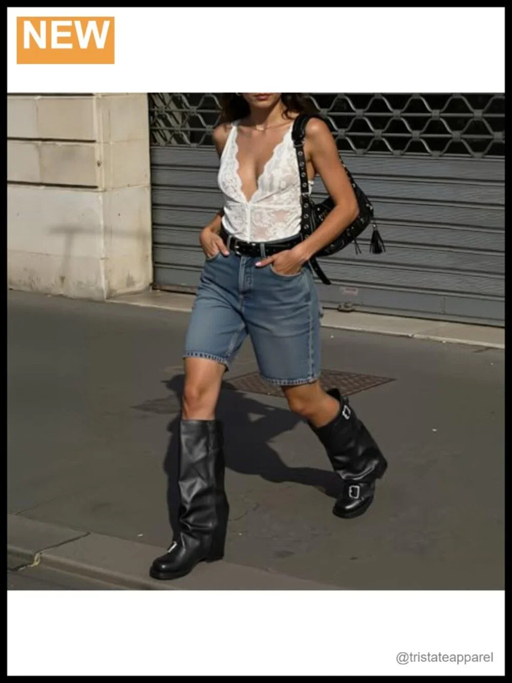 Fold Over Knee High Boots Women Chunky Block Heel Round Toe Pull On Slouchy